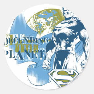 Superman   Defending the Planet Classic Round Sticker