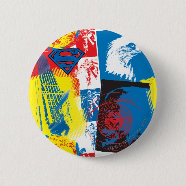 Superman Eagle Collage 6 Cm Round Badge (Front)