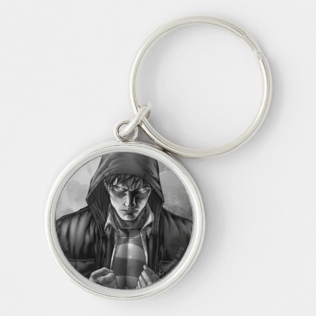 Superman Earth Cover - Black and White Key Ring (Front)