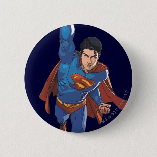 Superman Flying Forward 6 Cm Round Badge (Front)