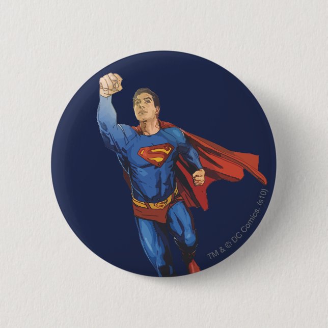 Superman Flying Left 6 Cm Round Badge (Front)
