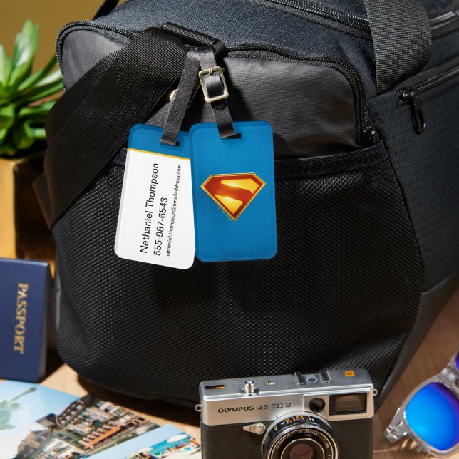Superman Golden S Shield Brilliance Luggage Tag (Front & Back)