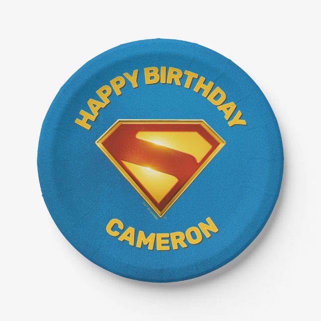 Superman Golden S Shield Brilliance Paper Plate (Front)