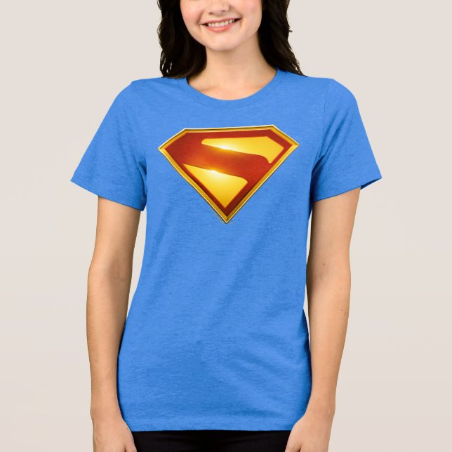 Superman Golden S Shield Brilliance Tri-Blend Shirt (Front)