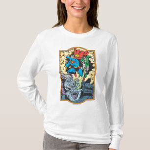 Superman & Green Lantern Fight Brainiac T-Shirt