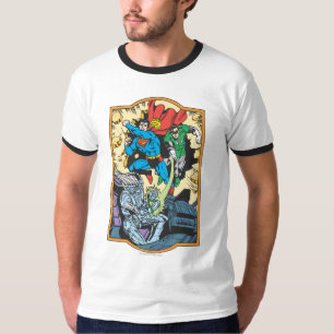 Superman & Green Lantern Fight Brainiac T-Shirt