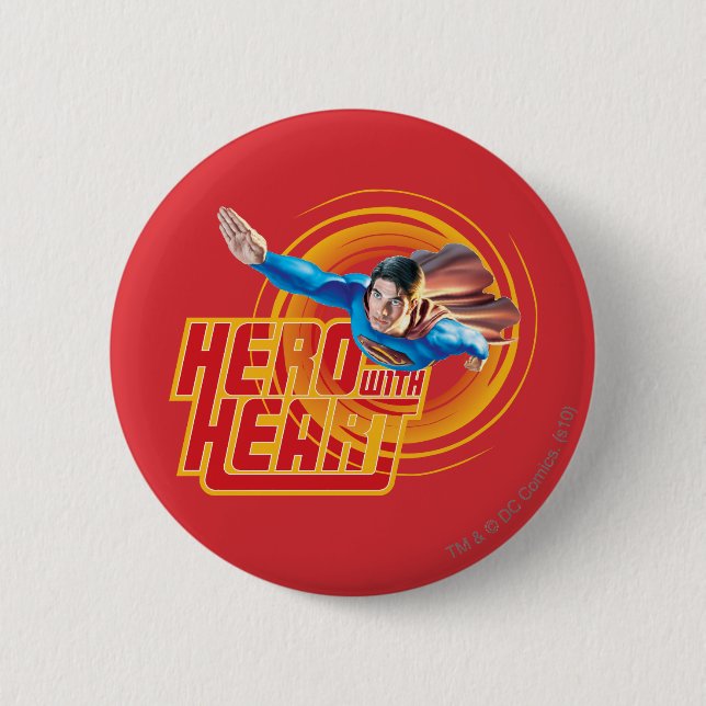 Superman Hero with Heart 6 Cm Round Badge (Front)