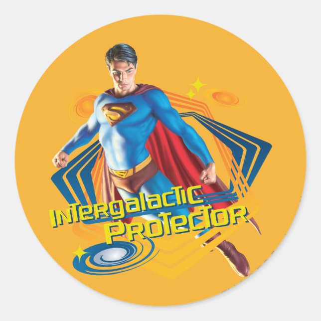 Superman Intergalactic Protector Classic Round Sticker (Front)