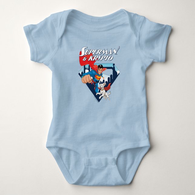 Superman & Krypto Soar Baby Bodysuit (Front)