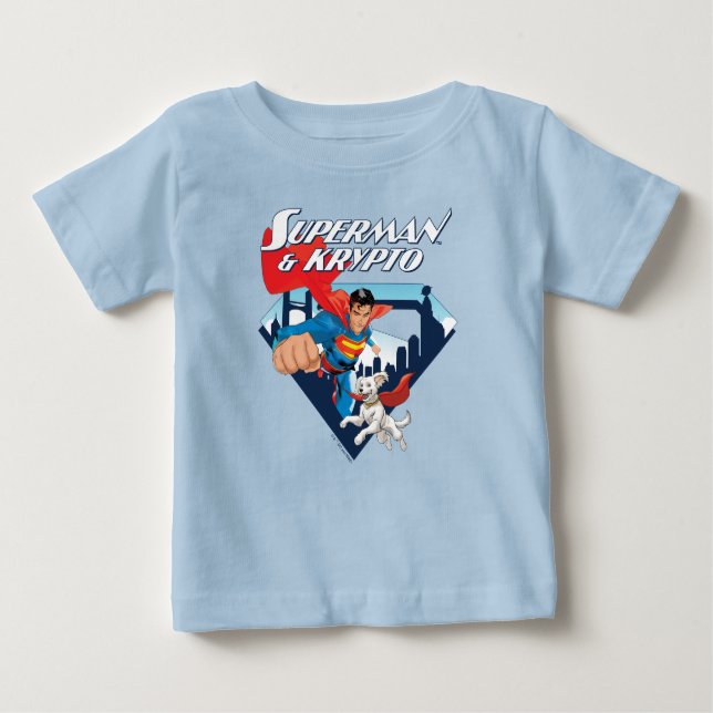 Superman & Krypto Soar Baby T-Shirt (Front)