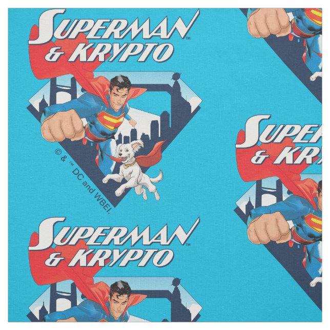 Superman & Krypto Soar Fabric (Swatch)
