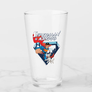 Superman & Krypto Soar Glass