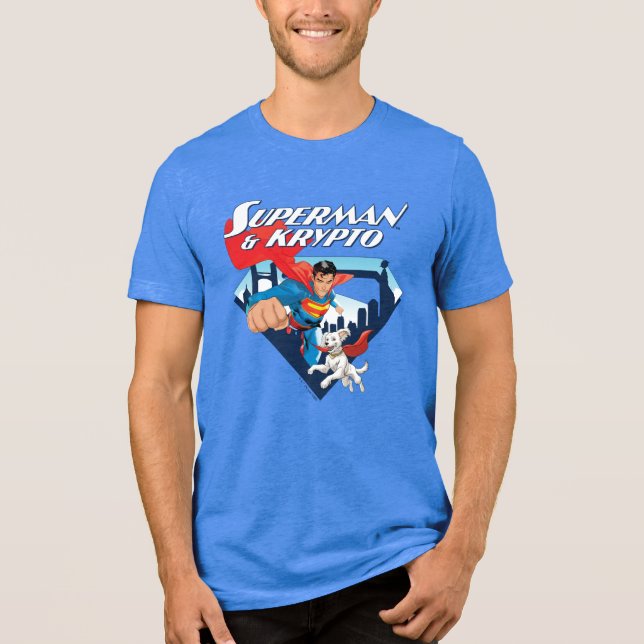 Superman & Krypto Soar Tri-Blend Shirt (Front)