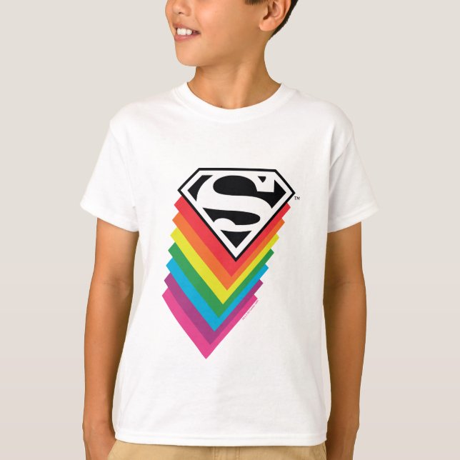 Superman Layered Rainbow Logo T-Shirt (Front)