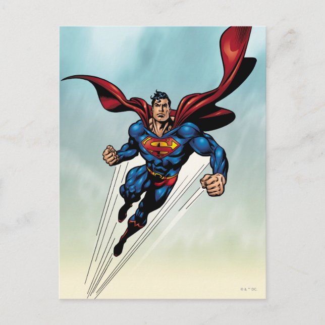 Superman leaps upward postcard (Front)