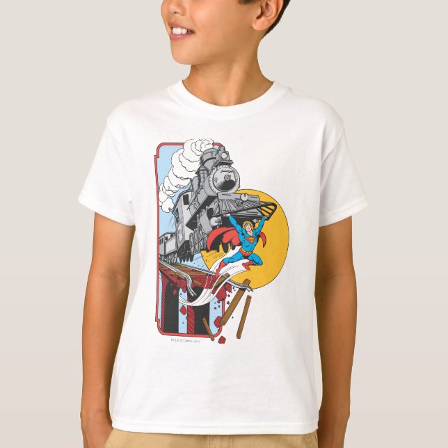Superman Lifts Train T-Shirt (Front)