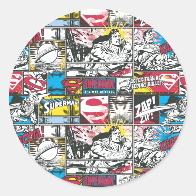 Superman Logo Pattern 2 Classic Round Sticker (Front)