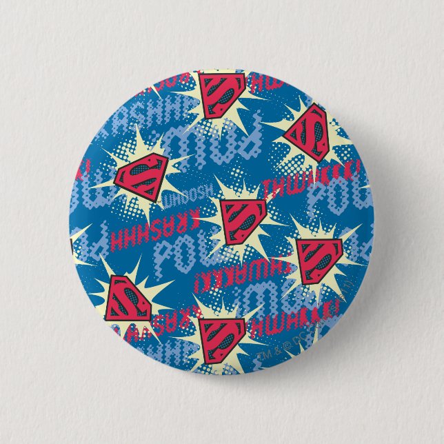 Superman Logo Pattern 6 Cm Round Badge (Front)