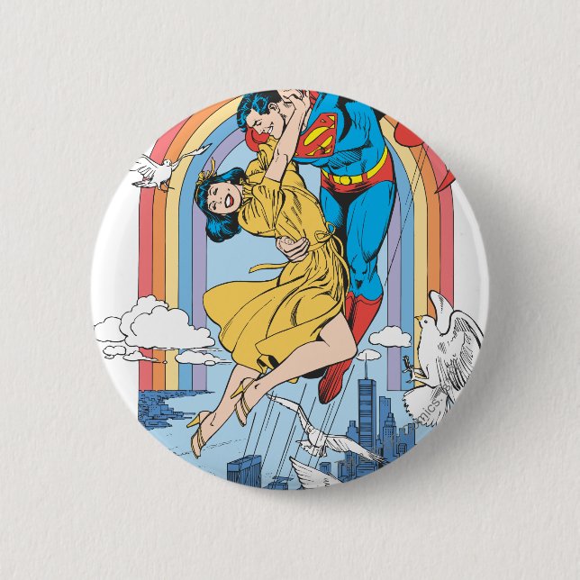 Superman & Lois in Yellow 6 Cm Round Badge (Front)