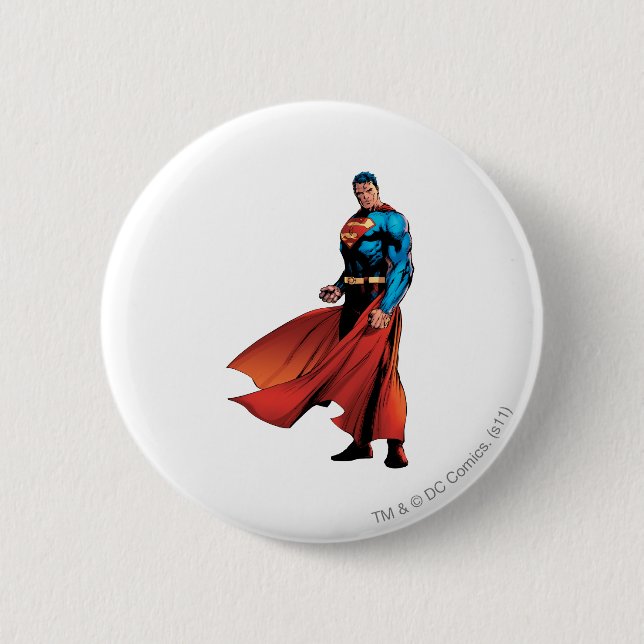 Superman Looks Front 6 Cm Round Badge (Front)