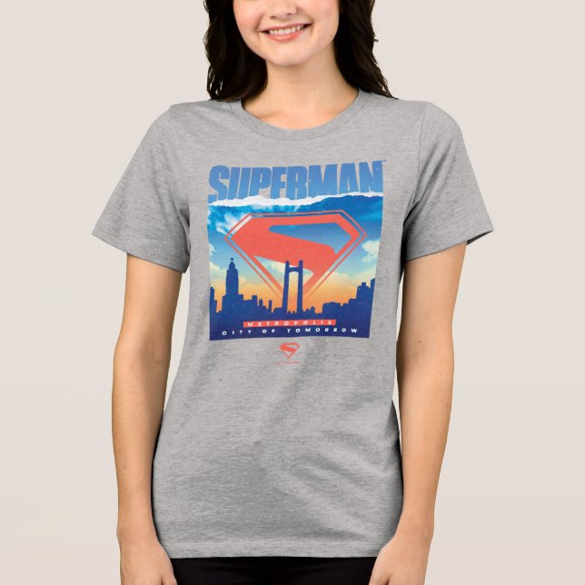 Superman Metropolis Skyline Tri-Blend Shirt (Front)