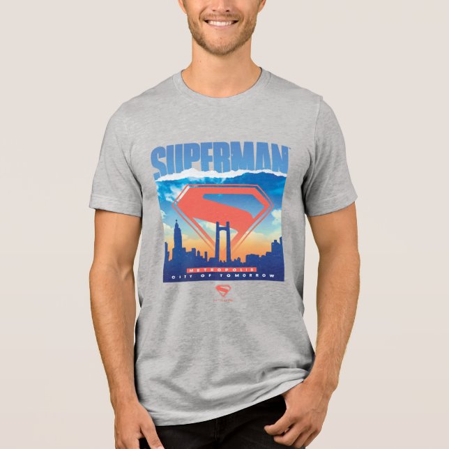 Superman Metropolis Skyline Tri-Blend Shirt (Front)
