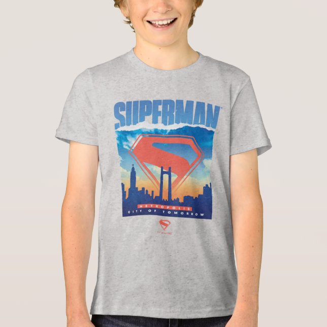 Superman Metropolis Skyline Tri-Blend Shirt (Front)