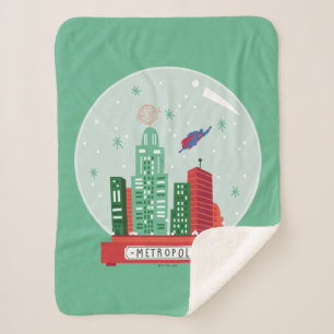 Superman Metropolis Snow Globe Graphic Sherpa Blanket