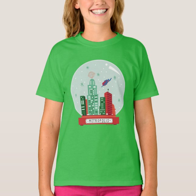 Superman Metropolis Snow Globe Graphic T-Shirt (Front)