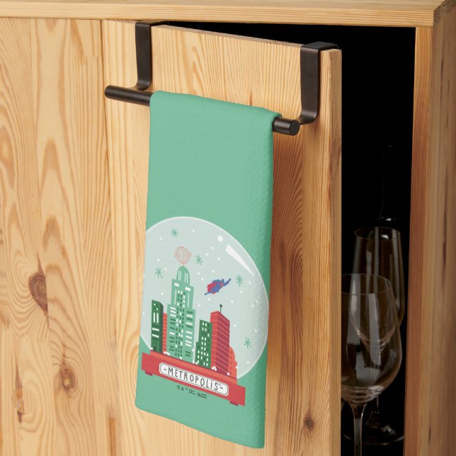 Superman Metropolis Snow Globe Graphic Tea Towel (Thirds Fold)
