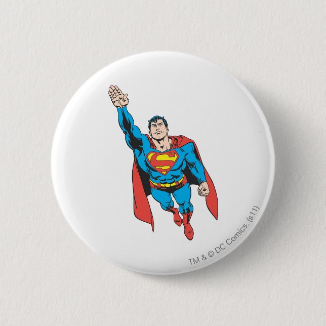 Superman Right Arm Raised 6 Cm Round Badge (Front)