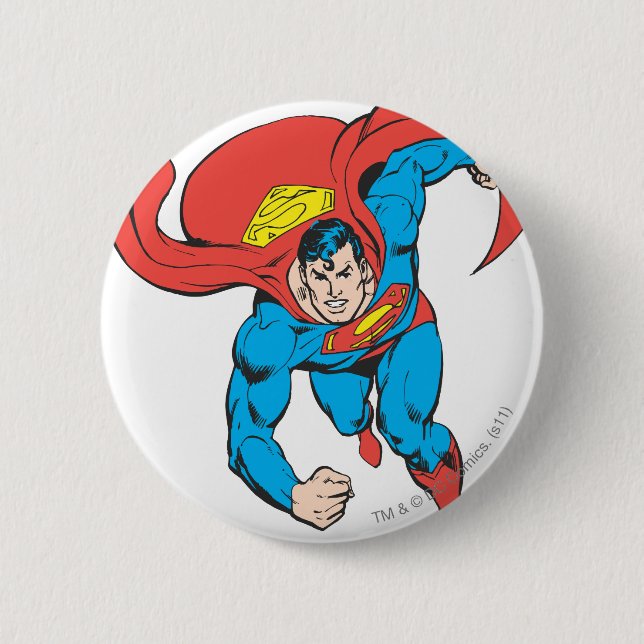 Superman Runs Forward 6 Cm Round Badge (Front)