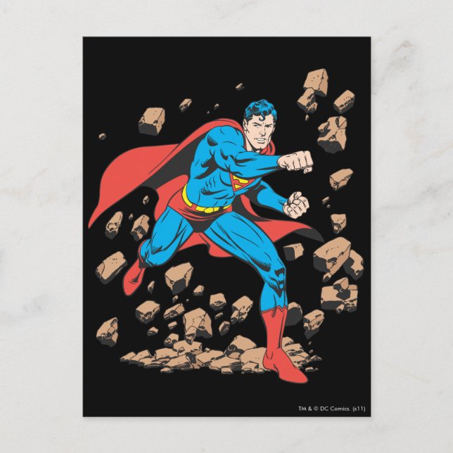 Superman Runs in Rubble Postcard (Front)