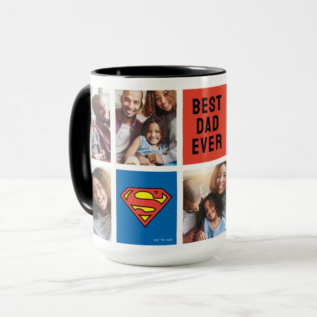 Superman S-Shield | Best Dad Photo Collage Mug (Front Left)
