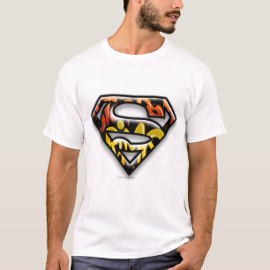 Superman S-Shield Black Outline Graffiti Logo T-Shirt