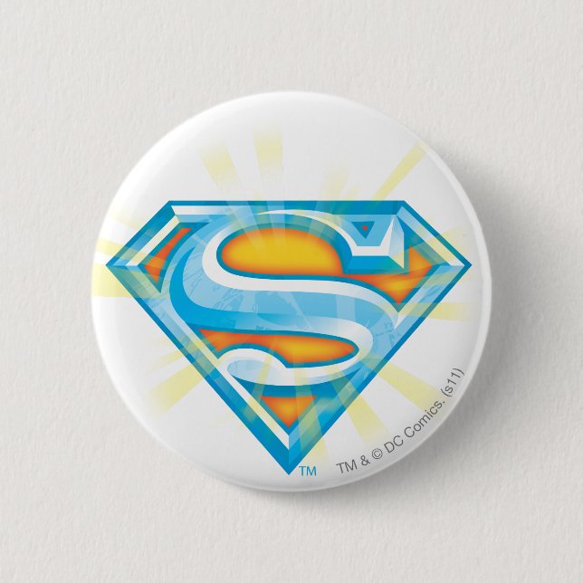 Superman S-Shield | Blue and Orange Logo 6 Cm Round Badge (Front)