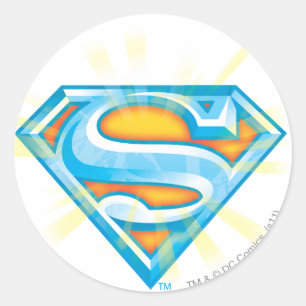Superman S-Shield   Blue and Orange Logo Classic Round Sticker
