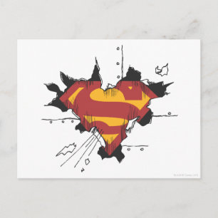 Superman S-Shield   Broken Metal Logo Postcard