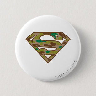 Superman S-Shield   Camouflage Logo 6 Cm Round Badge