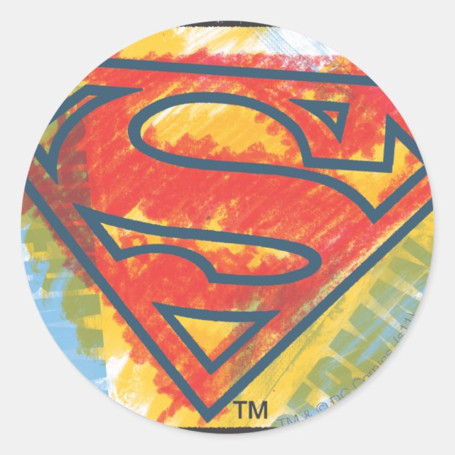 Superman S-Shield | Coloured Logo Classic Round Sticker (Front)