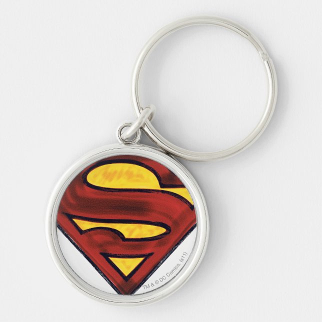 Superman S-Shield | Darkened Red Logo Key Ring (Front)