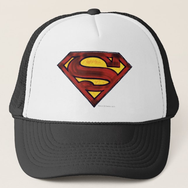 Superman S-Shield | Darkened Red Logo Trucker Hat (Front)