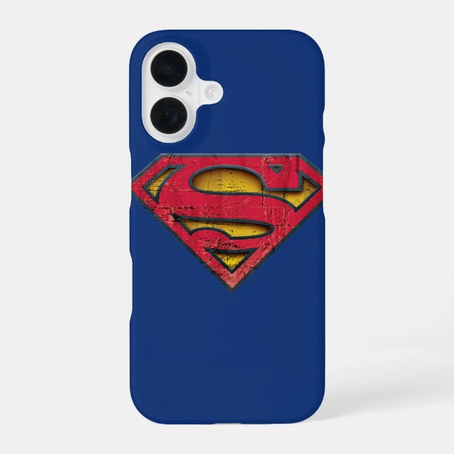 Superman S-Shield | Distressed Logo iPhone 16 Case (Back)