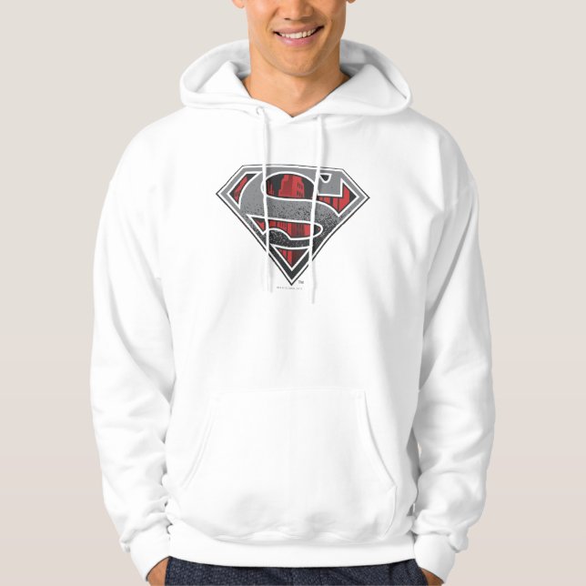 Superman S-Shield | Grey and Red City Logo Hoodie (Front)