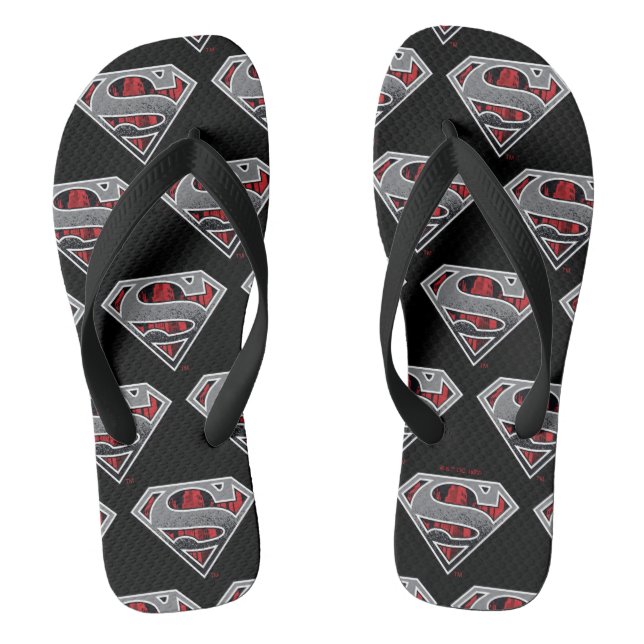 Superman S-Shield | Grey and Red City Logo Jandals (Footbed)