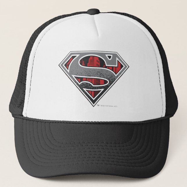 Superman S-Shield | Grey and Red City Logo Trucker Hat (Front)