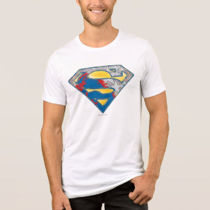 Superman S-Shield   Grey Yellow Red Black Mix Logo Tri-Blend Shirt