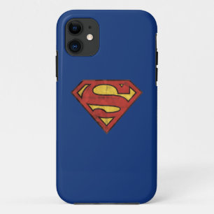 Superman S-Shield Grunge Black Outline Logo iPhone 11 Case