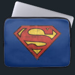 Superman S-Shield | Grunge Black Outline Logo Laptop Sleeve<br><div class="desc">The classic Superman S-Shield logo stylised as an old comic book paper grunge graphic.</div>