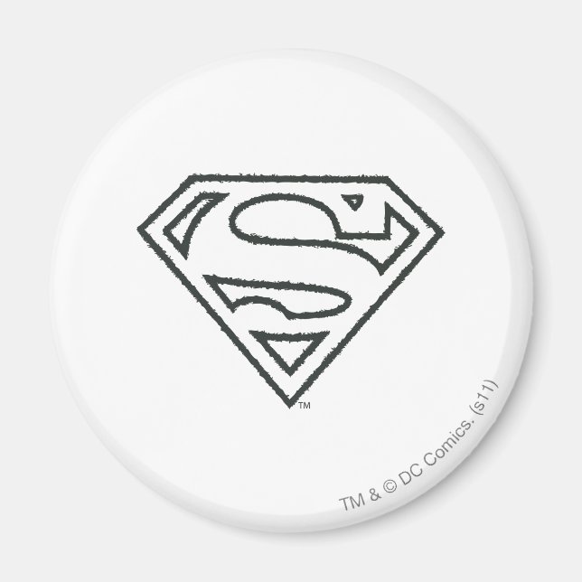 Superman S-Shield | Grunge Black Outline Logo Magnet (Front)
